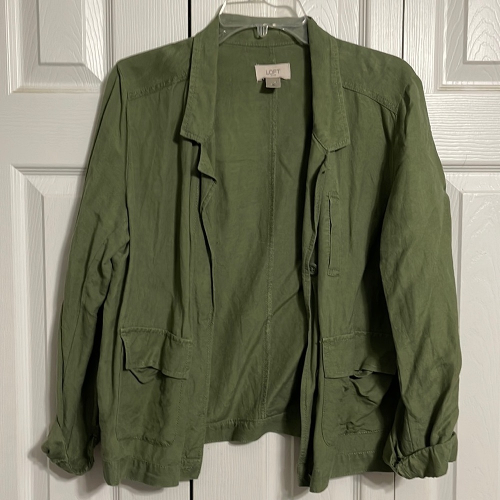 Green causal light jacket from the Loft. Great with jeans.